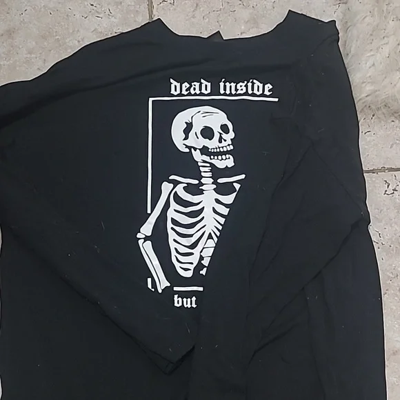 Long Sleeve Black Dead Inside but Caffeinated Shirt - Picture 2 of 3